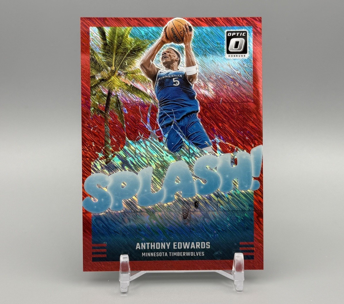 2024-25 Panini Donruss Optic Anthony Edwards Splash Red Shimmer SP /75