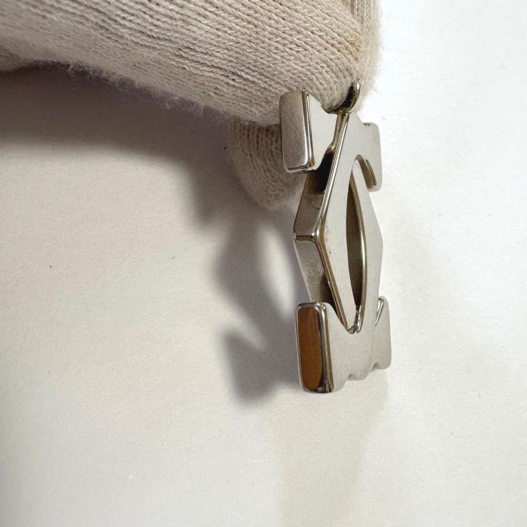 Cartier 2C Logo Necklace Pendant Silver Accessory Charm 2 × 4 cm Men's image 4