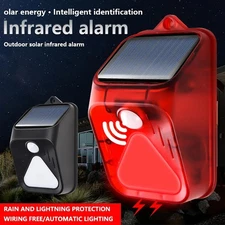 1x Outdoor Solar Alarm Strobe Light Motion Detector with Remote 100dB Waterproof