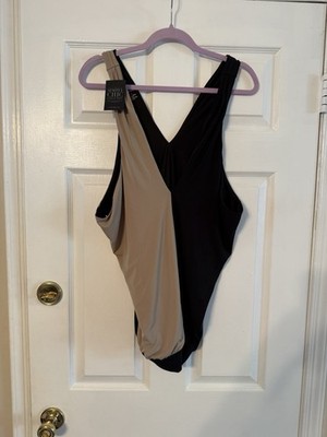 Lane Bryant Women s Size 14/16 V Neck Black And Taupe Tank Top BNWT