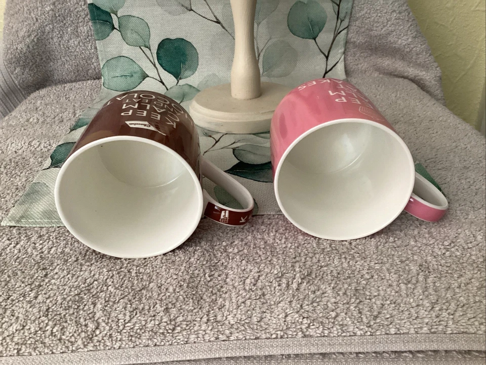 Juego de 2 tazas para mantener la calma y llevar - Taza para cupcakes rosa taza de chocolate marrón nuevo Foto 4 de 4