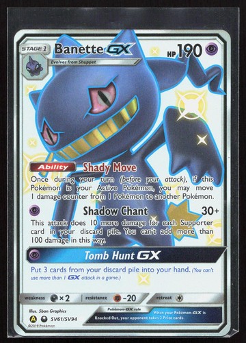 Banette GX SV61/SV94 Shiny Ultra Rare Hidden Fates Shiny Vault Pokemon Holo NM