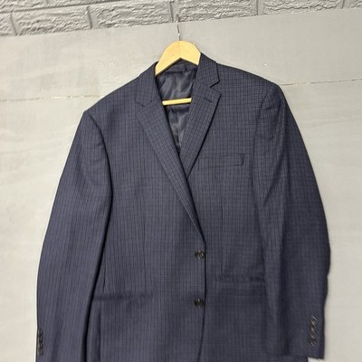 Lauren Ralph Lauren Window Pane Blazer Sports Coat Purple Mens 42R - Wool Blend