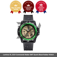 Luminox XL.3321 Commando Raider GMT Cuarzo Negro Goma Reloj 46mm