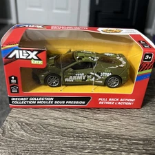 New Alex City Green Army Die Cast Model Toy Car - Pull Back Action - Doors Open