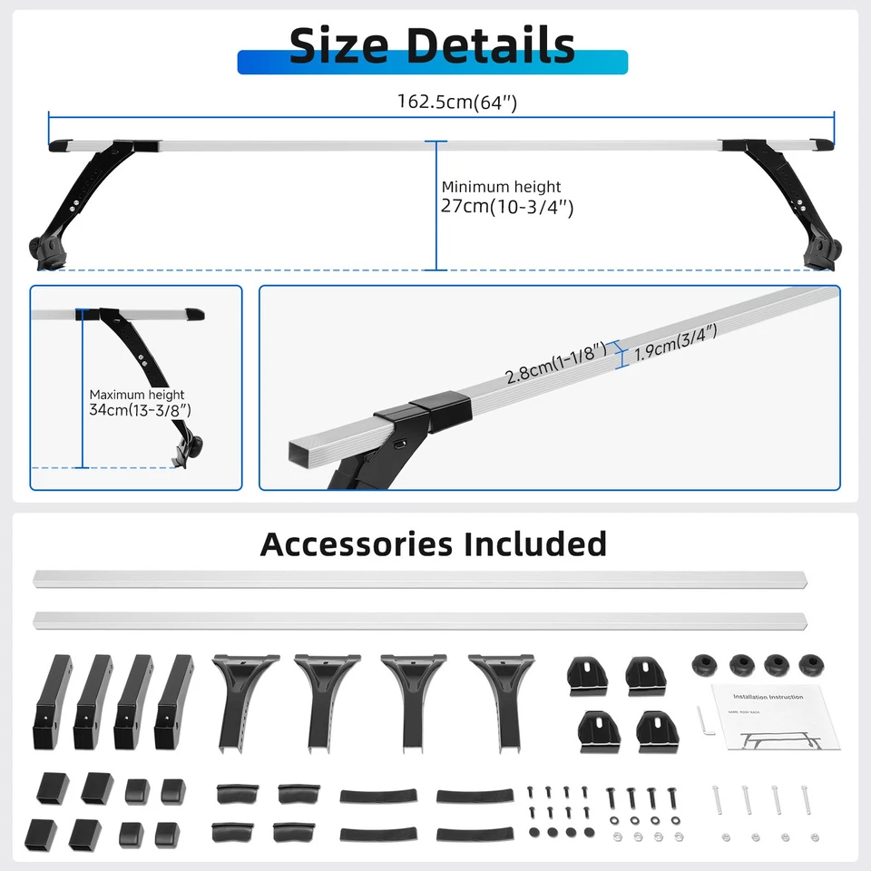 63" Van Roof Ladder Rack Cross Bar Cargo Carrier Aluminum For Suzuki SJ410 SJ430 - Image 2 of 4