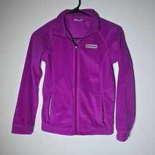Columbia Girls Purple Fleece Zip Jacket M 10/12 Mid-Length Outdoor