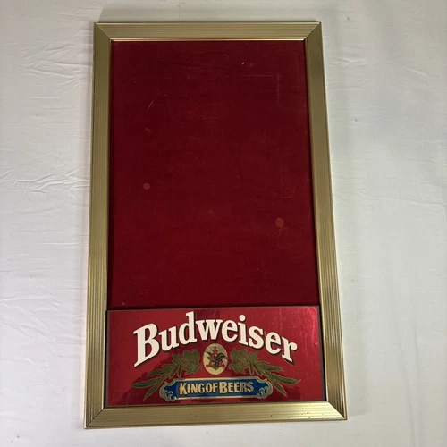 Vintage Budweiser "King of Beers" Felt Pin Board 29” x 17” Wall Sign. 9/22/1989.