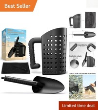 Lightweight Sand Sifter  Treasure Hunting Shovel for Outdoor Adventures - Black