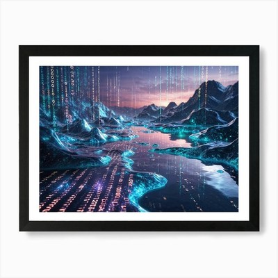Digitaler Landschaft Kunstdruck gerahmt Wandbild Poster Leinwanddruck Bild