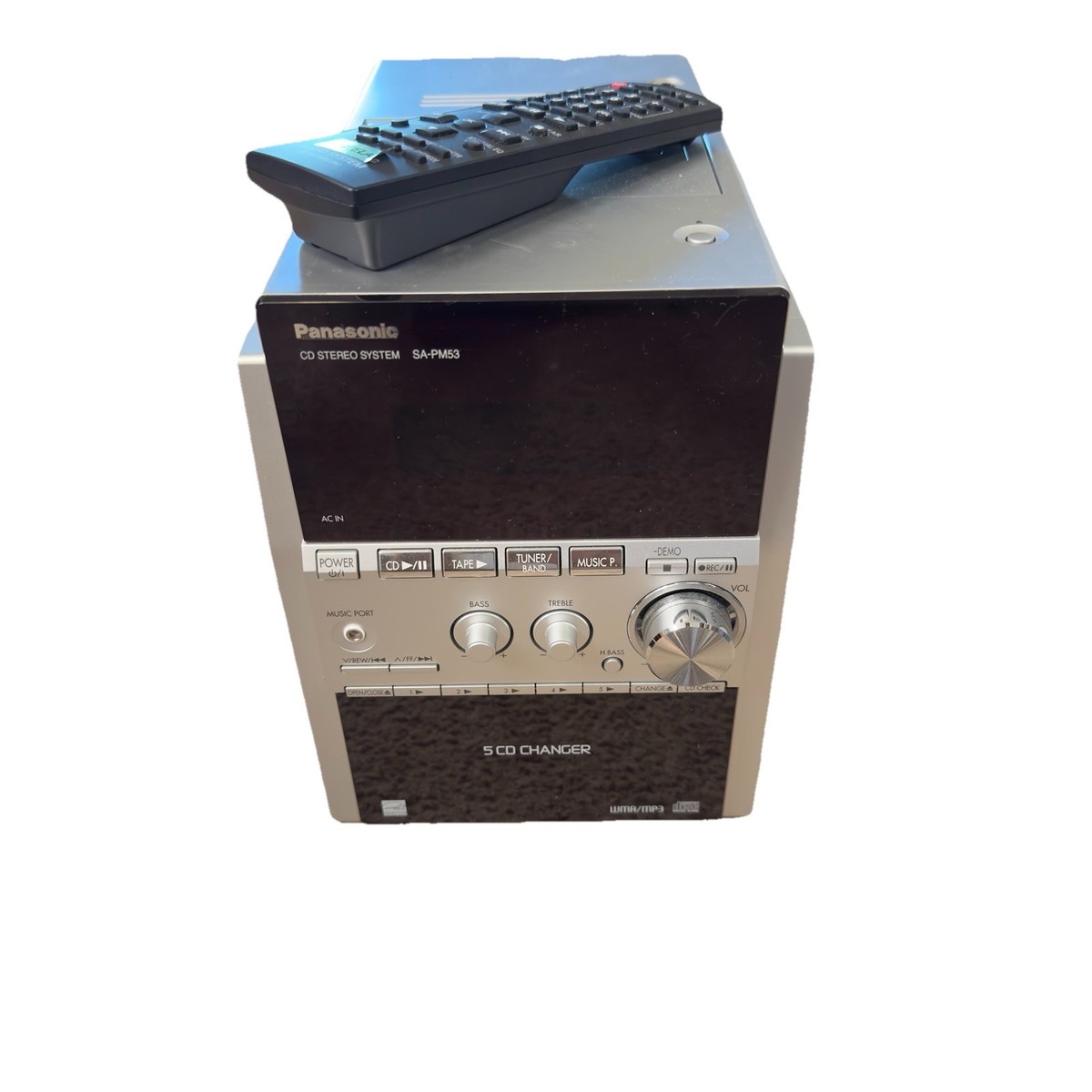 Panasonic SA-PM53 Bookshelf Stereo 5-CD CHANGER, TAPE AM/FM RADIO