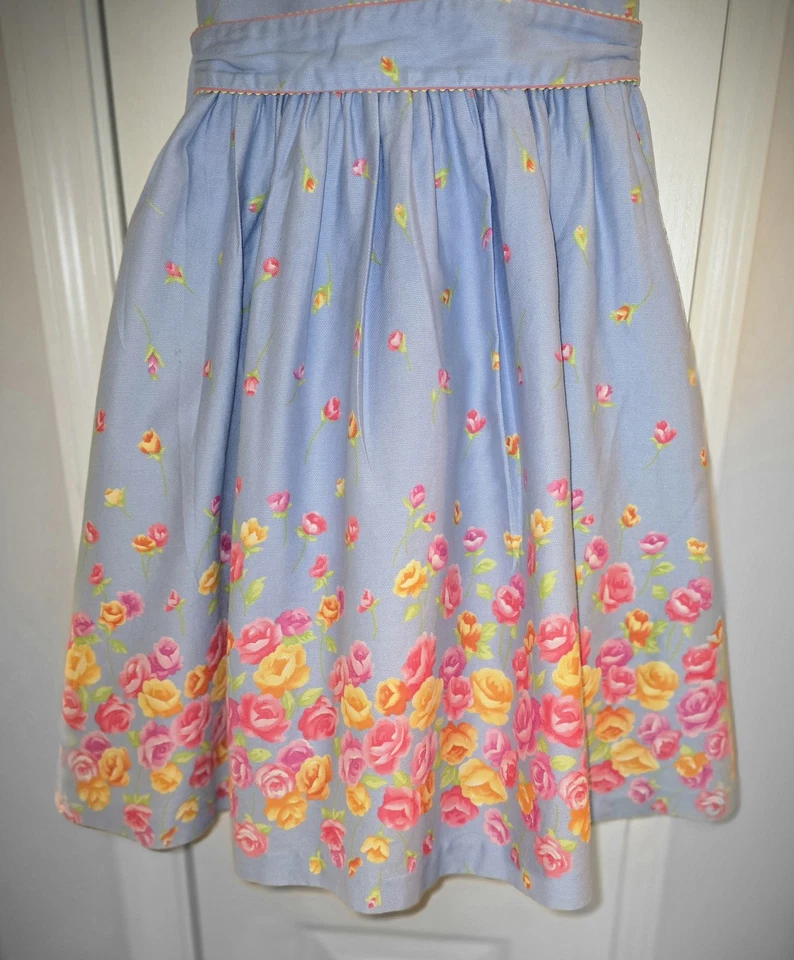 Talbot Kids платье синий размер 7-8 розовый красный оранжевый цветочный собранный пояс Саша  - Изображение 2 из 4