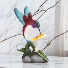 6"H Hummingbird on Yellow Flower Figurine Ornament Home Decor Unique Gift
