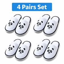 4 Pairs White Disposable Slippers Spa Hotel Guest Home Travel 9  Size 35-36