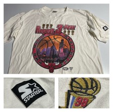 Chicago Bulls Starter NBA Repeat 3-Peat VTG 1998 T-Shirt USA made XL (flaws)*