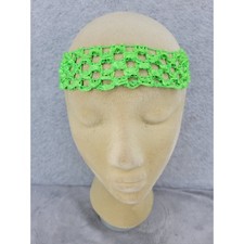 Neon Green Crochet Headband Stretchy Boho Festival Hair Accessory