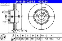 2X Bremsscheibe ATE 24.0128-0254.1 FüR BMW X3 X4 F25 F26 Sdrive Xdrive