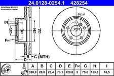 2x Bremsscheibe ATE 24.0128-0254.1 f�r BMW X3 X4 F25 F26 sDrive xDrive