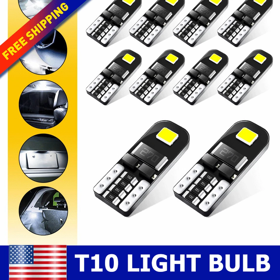 10/20/30/50/100X T10 LED Interior Light bulb Super White 6500K 921 194 192 168 - Image 2 of 4