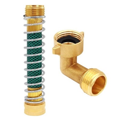 Brass 3/4 Inch GHT Thread 5.5 In Garden Hose Extension Protector Elbow Adapter