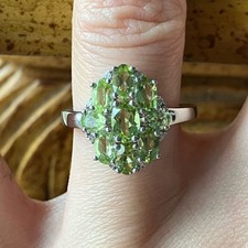 Natural Peridot Sterling Silver Ring Size 7