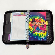 VTG 90s Lisa Frank Organizer Zip Purple Fuzzy Leopard Address Book Agenda BLANK
