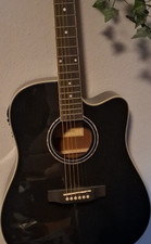 Harley Benton Dreadnought Akustik-Elektro Gitarre schwarz 6-saitig Rechtsh&auml;nder