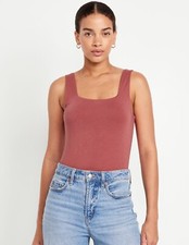 Old Navy Women s Square-Neck Tank Top Bodysuit Mauve Rose Size XS
