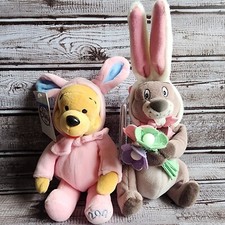 Vintage Disney Easter Pink Winnie the Pooh Gopher Bunny Bean Bag Beanie Plush