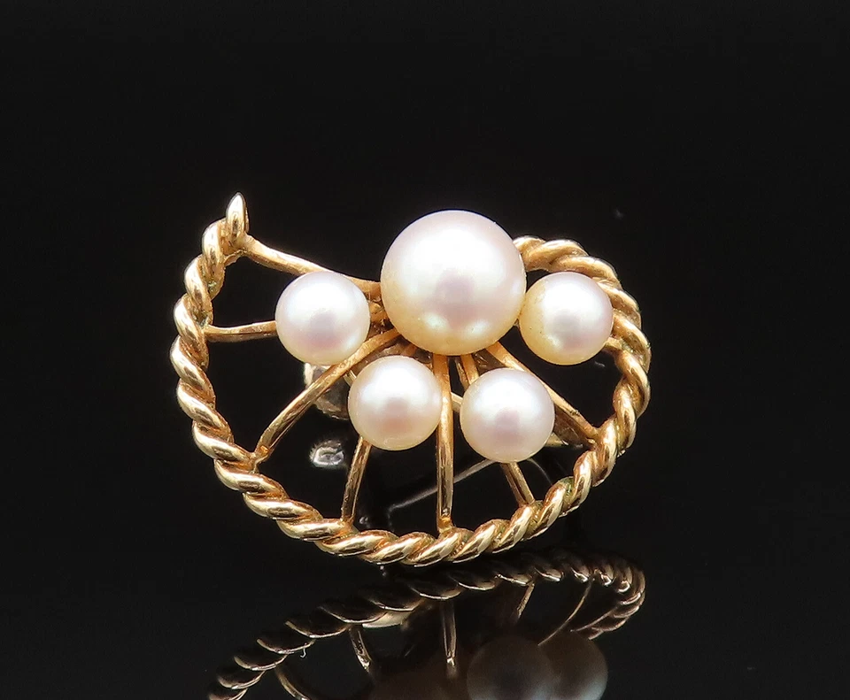 Pendientes MIKIMOTO ORO 14K Vintage Cuerda Torcida Perlas Agua Dulce GE180 Foto 4 de 4