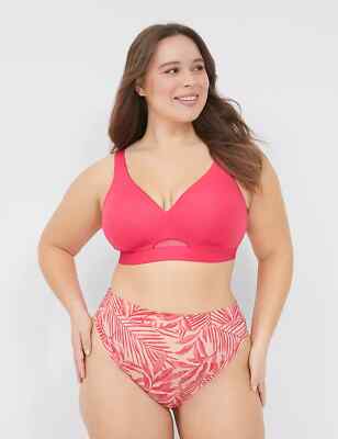 Lane Bryant Cacique Plus 18/20 Comfort Bliss Panty French Cut Brief Pink Palms