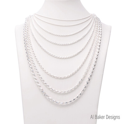 Seil massiv 925 Sterling Silber Italien Diamantschliff Kette Collier-Armband Sortiment