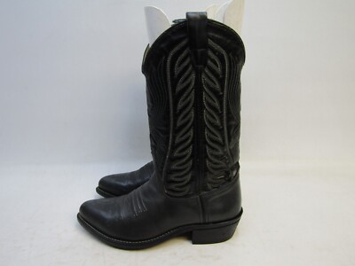 Unbranded Mens Size 8 D Black Leather Western Cowboy Boots MENS UNBRANDED COWBOY LEATHER BLACK BOOTS SIZE 8 D | eBay main image 2