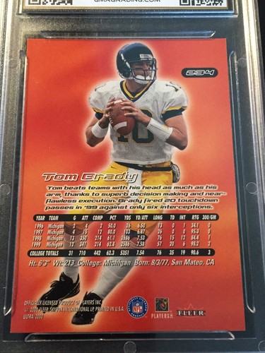 2000 Ultra Tom Brady #234 Rookie Football Trading Card GMA Graded Mint 9 - Picture 6 of 6