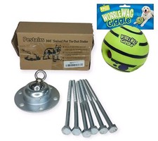 Rust-Proof 360  Swivel Dog Tie Out Stake - 1000Lbs Pull for Yard/Camping W/Toy