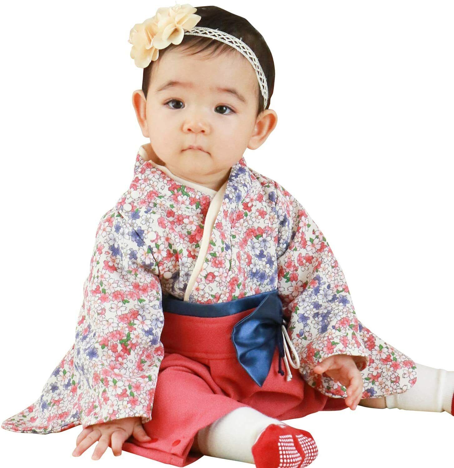 Girls Baby Kimono Hakama Rompers Cotton New Year Formal Sakura Pink 80cm  Japan