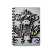 Spiral Notebook Ruled Line Monkey Constructed of Tools Design 16, Gift