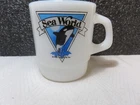 Vintage milk glass Termocrisa Sea World coffee mug