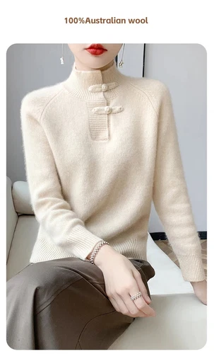 Women Half-high Collar Knitted Basic Sweater Pullover Autumn Winter Soft Top - Bild 23 von 29