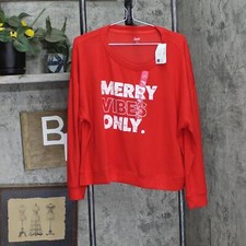 Jenni Womens Long-Sleeve Pajama Shirt Top 100173608MS Red XL