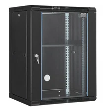 15U Wall Mount Network Server Rack Cabinet Enclosure 18'' Glass Door Lock