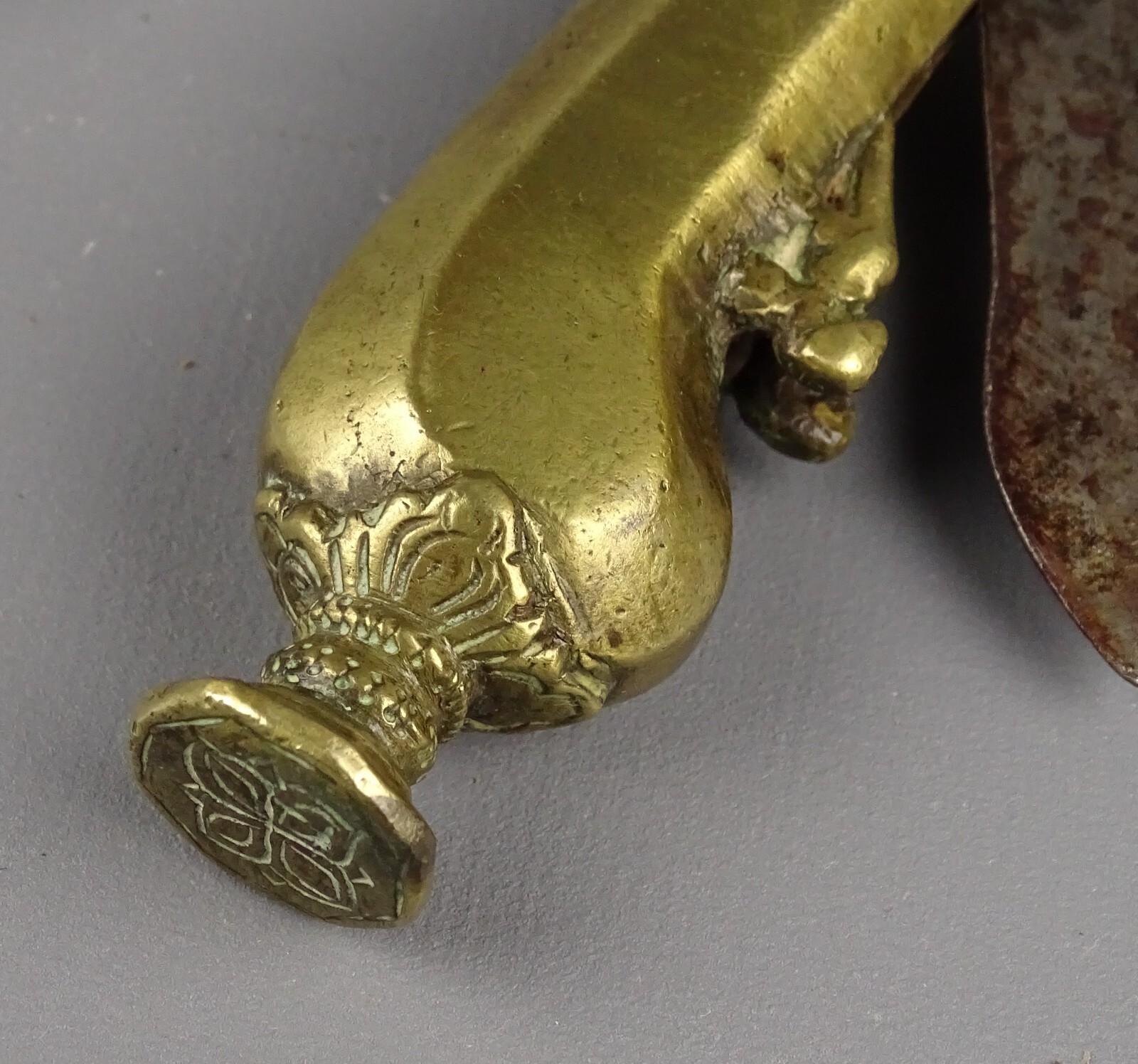 Antique Foldable Knife India or Sri Lanka, Pistol/Rifle form, w Seal