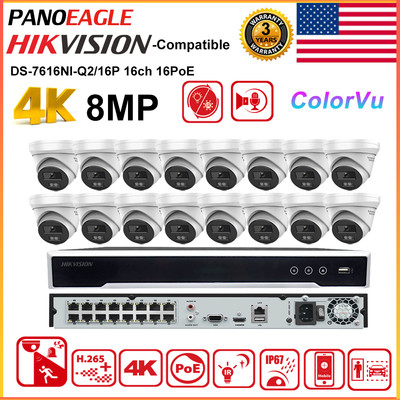 Hikvision 16ch CCTV System OEM 8MP Hybrid Light ColorVu IP Camera 2Way Audio Lot