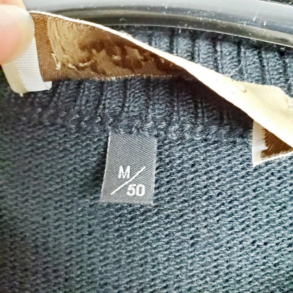 Montechiaro Men's Merino Wool Sweater Black Crew Neck Made in Italy Size M - Image 2 of 4