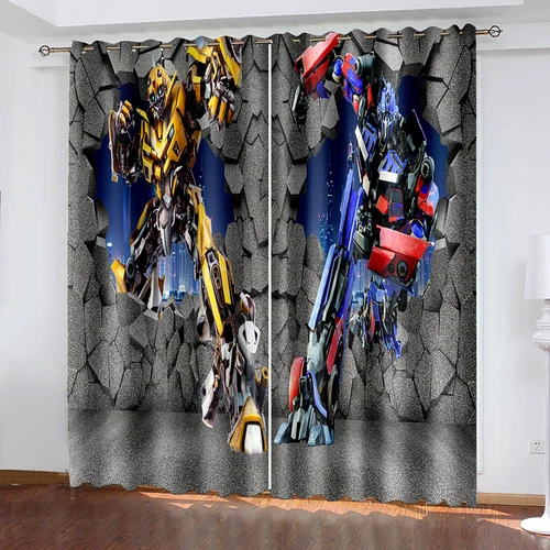 Curtains Eyelet Blackout Opaque Bedroom/Living Room/Door Transformers Bumblebee - Picture 9 of 23