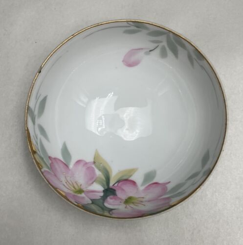 Noritake Pink Azalea Gold Trim Condiment 3 Footed Bowl Japan 19322 4.4” Wide - Picture 3 of 8