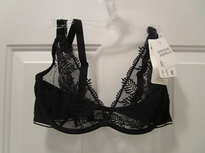 SIMONE PERELE BLOOM TRIANGLE BRALETTE BRA IN BLACK   NEW