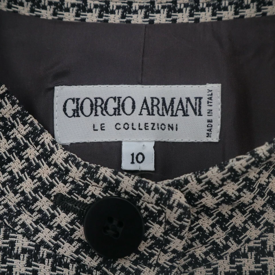 Chaqueta Blazer Giorgio Armani Mujer 10 Lana Pata de Gallo Negra Marfil Clásica Foto 4 de 4