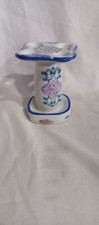 Vintage Floral Ceramic Toothbrush Holder  4 openings 4" Tall