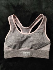 VICTORIAS SECRET Pink Seamless Lightly Lined Removable Pads Sports Bra PINK S